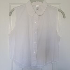 American Apparel White Collared Top